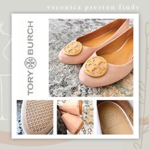 Tory Burch Light Pink and Gold Flats